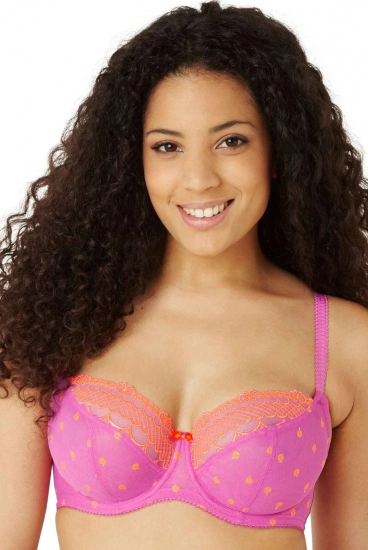 Cleo By Panache 6831 Marcie Balconnet Bra Magenta/Orange 28-38 B to HH Cup