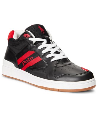 Polo Ralph Lauren Men's Court Mid Pro Sneakers - Black/ Red