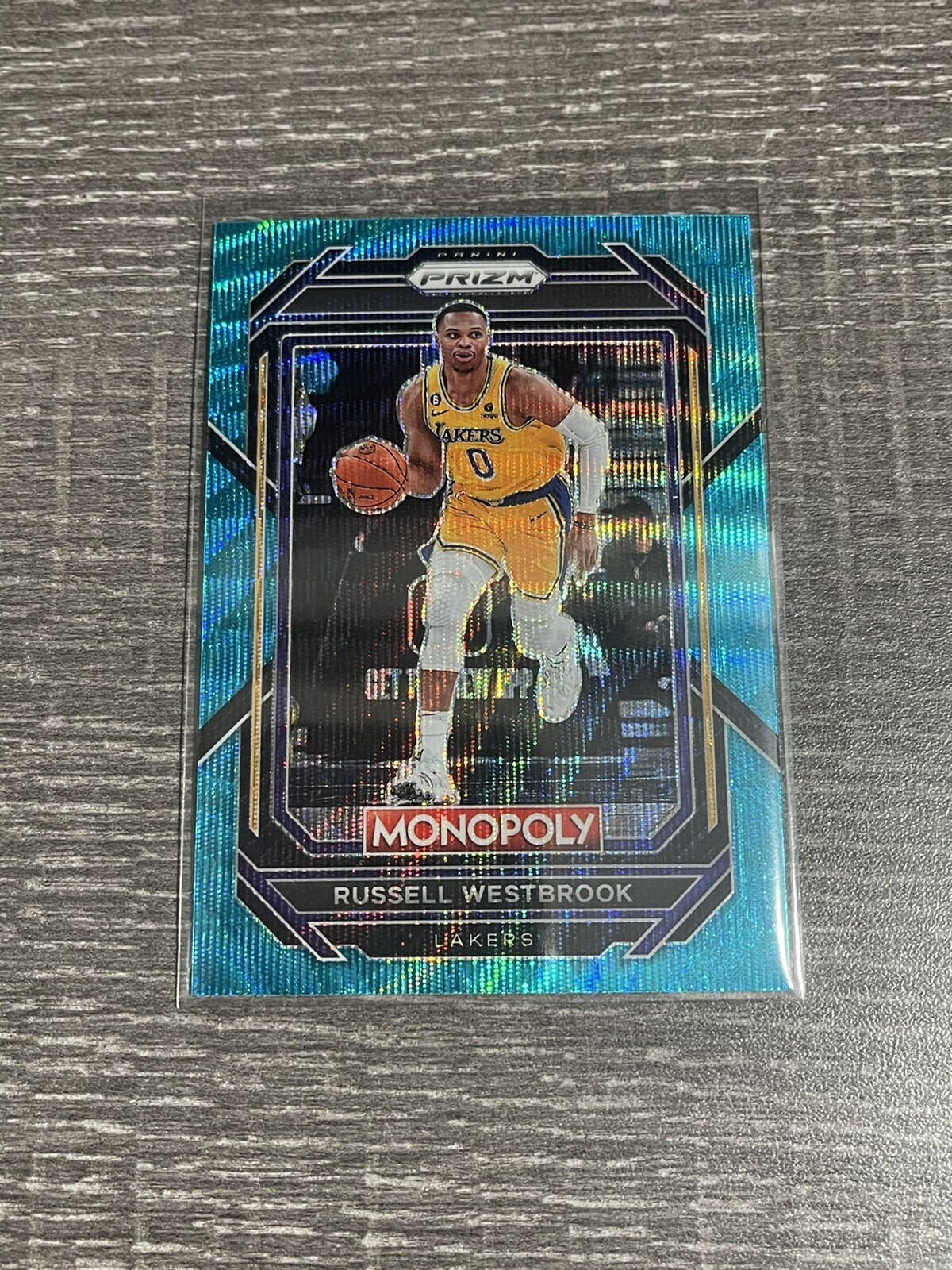2022-23 Panini Prizm Monopoly Russell Westbrook Teal Wave SP #42 Lakers