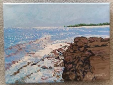 Rocky Shore-Keaukaha9" X 12"Acrylic on canvas Signed by Mike Bryant