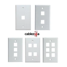 Keystone Wall Plates White for Ethernet, HDMI, Phone Jacks - 1 2 3 4 6 Ports Lot