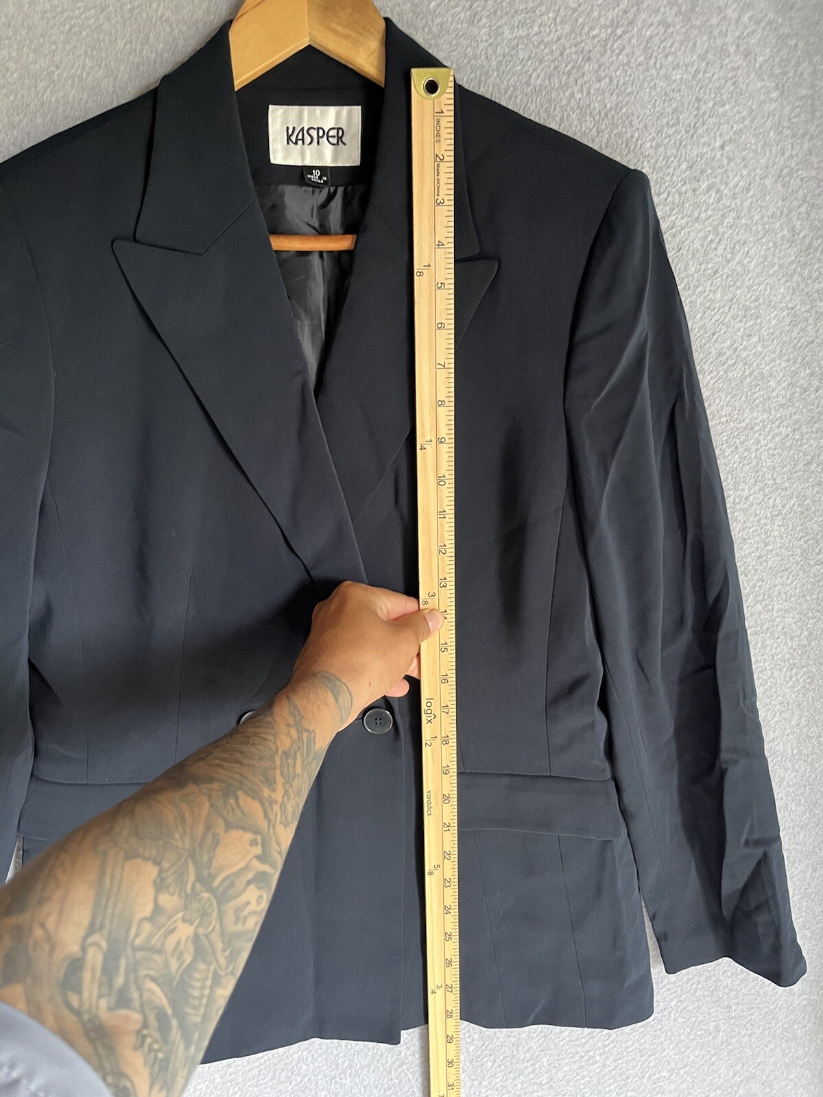 Kasper Solid Navy Blue Collared Button Lined Blaz… - image 3