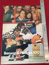 Benson & Hedges 100’s Cigarettes Hockey Fight 1972 Print Ad - Great To Frame!