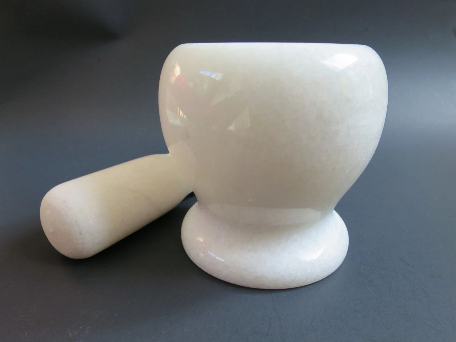 4" White Marble Mortar and Pestle, Pestal and Mortar Grinder Solid Stone,