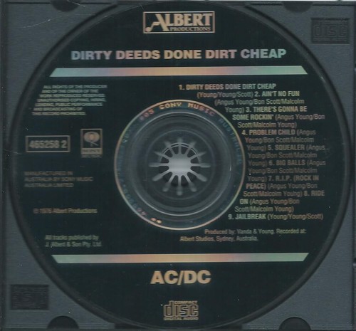 AC/DC "DIRTY DEEDS DONE DIRT CHEAP" 1994 OZ CD ALBUM RE - Foto 3 di 4