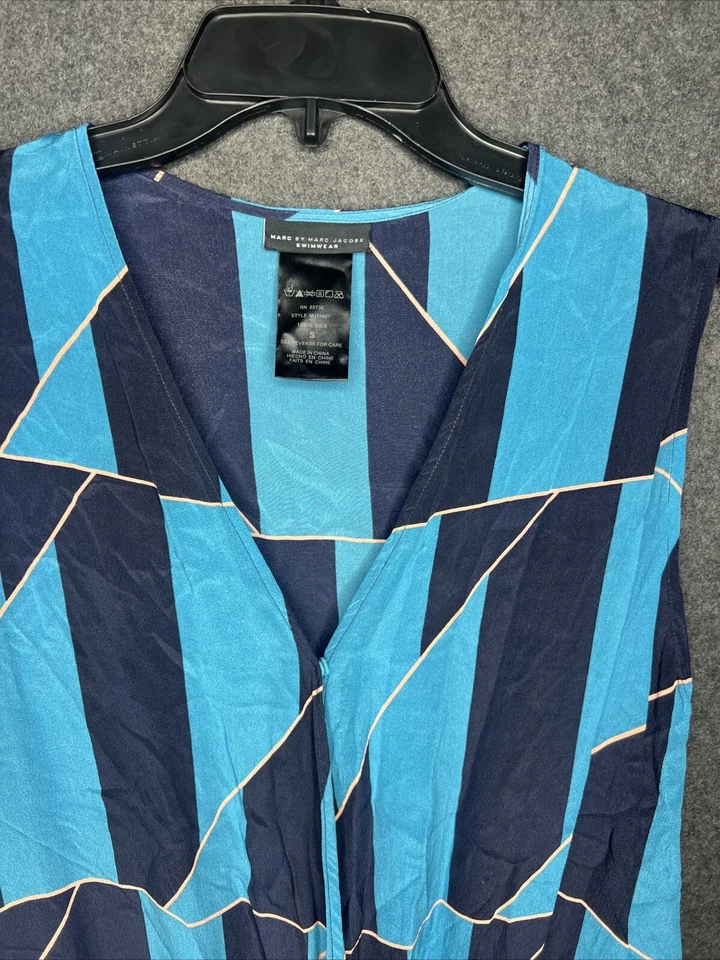 Traje de baño Marc By Marc Jacob’s para mujer pequeño 100 % seda con cinturón mameluco rayas Foto 3 de 4