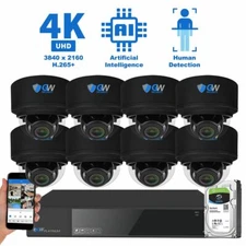 8CH NVR (8) 4K Microphone 2.8-12mm Varifocal IP PoE Dome Security Camera System