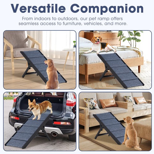 Petzly Foldable Dog Ramp Adjustable Height Pet Ramp Folding Portable Black/White - Picture 6 of 32