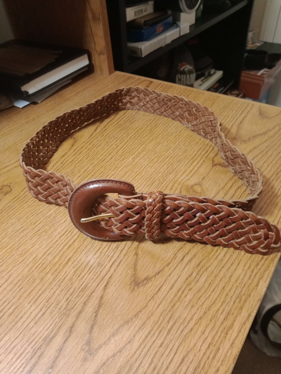 Omega woven leather belt Omega Braided Leather Belt 26 28 S Distressed 8839 Brown | eBay main image 4