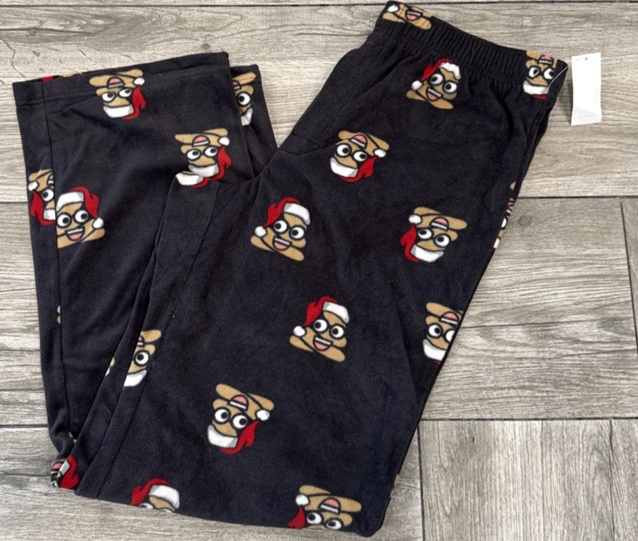 Croft & Barrow Poop Emoji Santa Hat Fleece Pajama Pant Lounge
