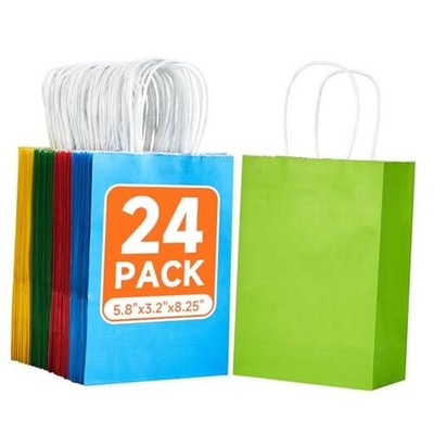 24 Pcs Rainbow Paper Gift Bags with 1 count (Pack of 24) Rainbow-6 colors