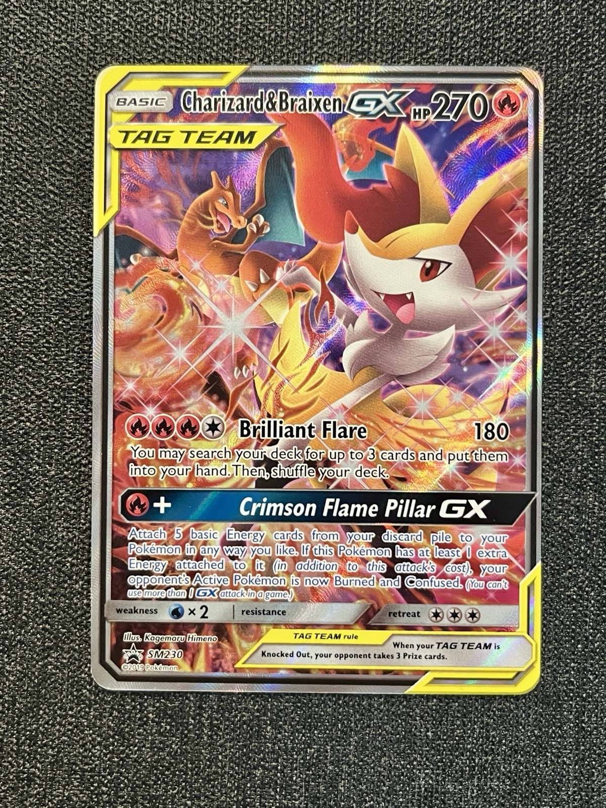 Charizard & Braixen GX - SM230 Sun & Moon Black Star Promo Card - NM - POKEMON
