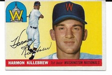 1955 Topps #124 Harmon Killebrew RC - Washington Nationals EX Rookie Card. rookie card picture