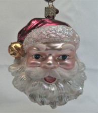 Old World Christmas Jingle Bell Santa Head Glass Ornament Retired OWC