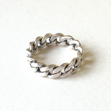 NEW Silver Serge DeNimes Cuban Link Band Ring (Size UK S)