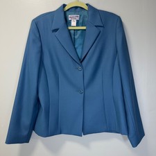 Pendleton Womens Blue 100 Virgin Wool Herringbone 2-Button Blazer Jacket Sz 12