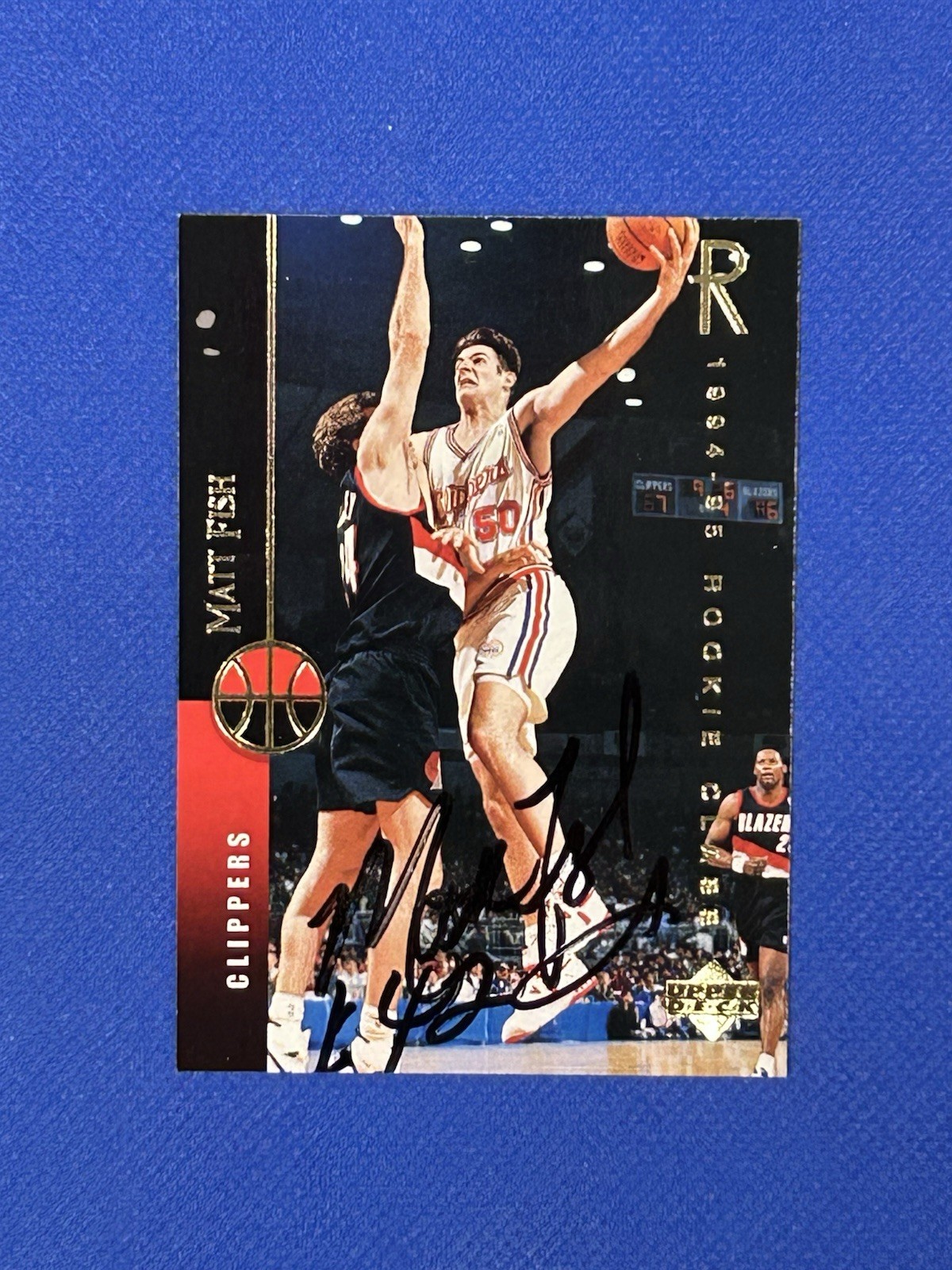 Matt Fish Upper Deck 1994-95 Rookie Autograph Card #258 Clippers auto signed A