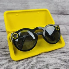 Snapchat Spectacles Black with Yellow Case - No Charger, Untested, Sold As Is