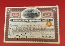 International Mercantile Marine Stock 1937 PAS Franklin TITANIC JP Morgan NY NJ