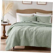 Sage Green Paisley 100 Cotton Quilt Size Bedding Sets King Paisley-sage Green