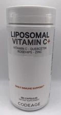 Codeage Liposomal Vitamin C+ Quercetin & Zinc 180 Capsules Daily Immune.EXP 3/27