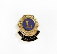 Vintage 10K RGP Lions International Deputy District Governor 50-51 Lapel Pin