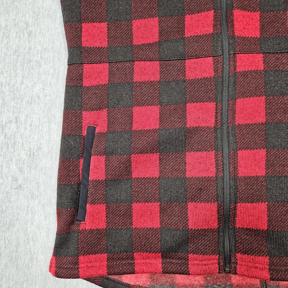 Chaleco LL Bean Mujer Grande Rojo Negro Búfalo Cuadros Vellón Cremallera Completa Cuello Soporte Foto 4 de 4