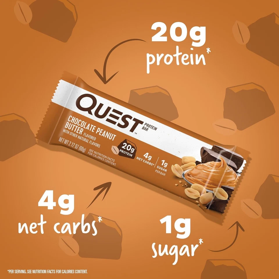 Quest Nutrition Chocolate Peanut Butter Bars, 20g Protein 12 Count USA - Image 2 of 4