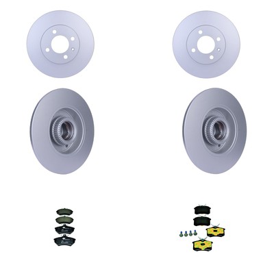Hella Front & Rear Rotors Low-Met Disc Brake Pad Kit For Golf Passat Scirocco