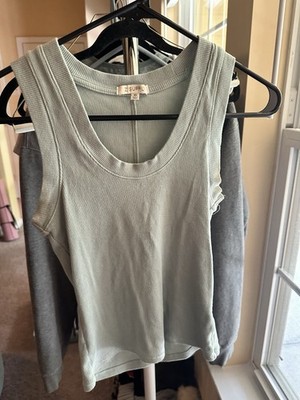 Z Supply Women's XS Light Blue Rib Knit Solid Scoop Neck Sleeveless Tank Top
