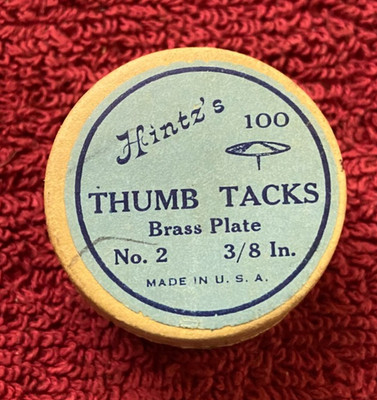 Antique Hintz's 100 count Thumb Tack Container 3/8'' #2, Full B39