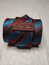 Tino Cosma Tie Red Green Blue Stripe Silk Italy