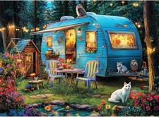 300 Pieces Puzzles for Adults  Camper Cat Jigsaw Puzzles  Large 300 Piece Puzz
