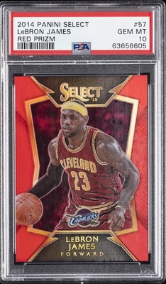 2014 PANINI SELECT RED PRIZM #57 LEBRON JAMES 101/149 PSA 10