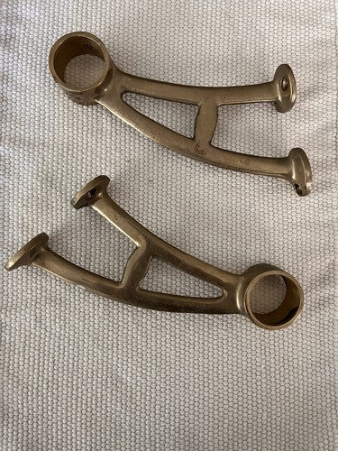 Vintage SOLID BRASS  Bar Pub Foot Rail Support Pipe Bracket 1.5" Diameter
