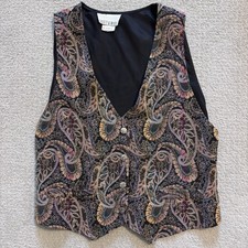 Vintage Casey  Max Tapestry Vest Cottage Floral Western Grandma Boho 90s Sz L
