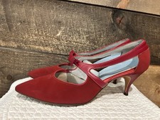 Vintage Viva Americana Red Strappy Kitten Heels Womens Size 7.5 AA