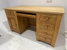 Solid Oak Desk , Worktop Recently Sanded And Refinished.