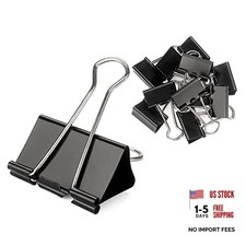 Black Binder Clips Paper Clamps Clips Medium Size, 1.3 Inches, 36 1.3 inches