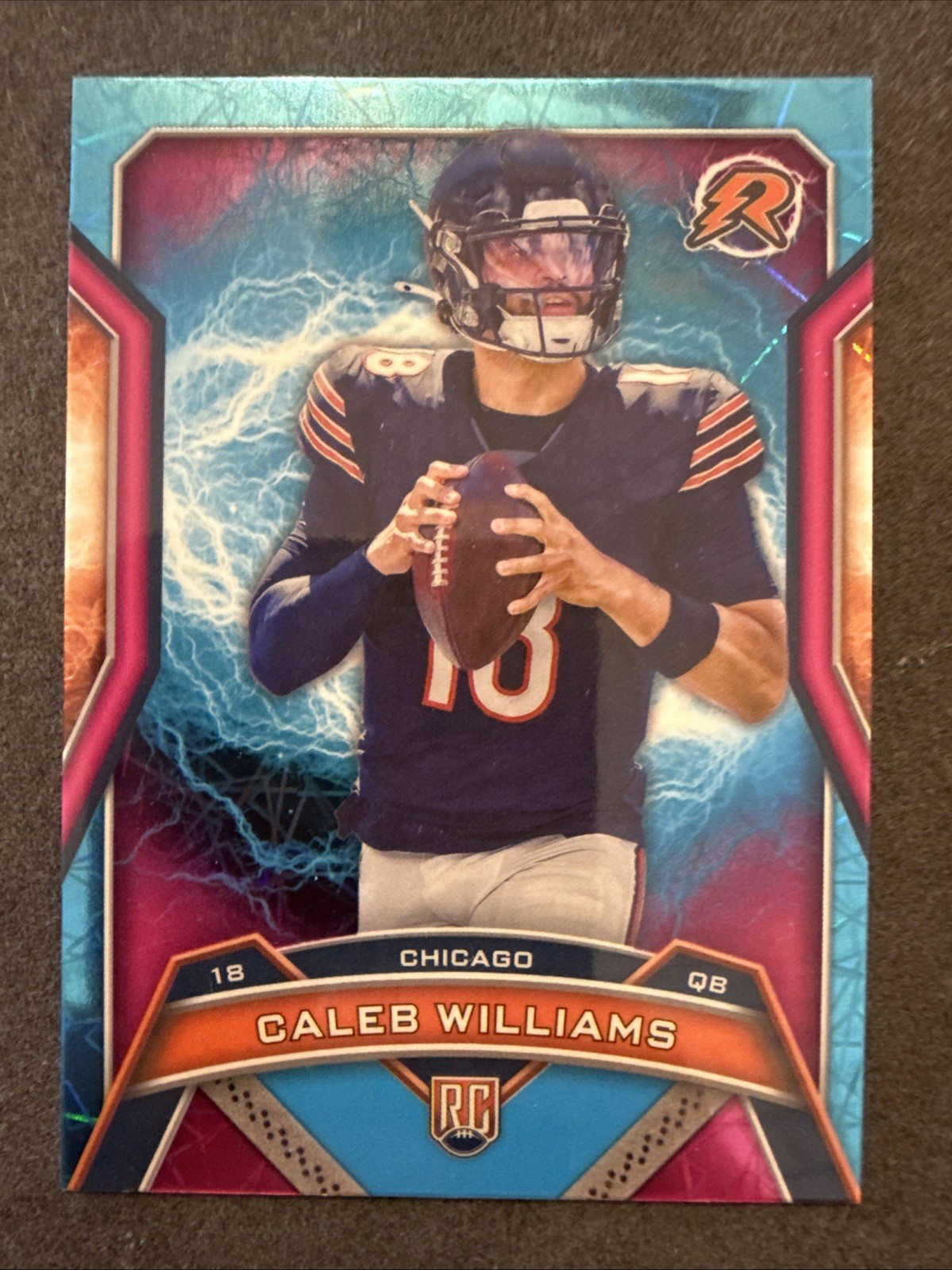 2024 Topps Resurgence - Caleb Williams #117 Sky Blue & Pink Shock Refractor (RC)