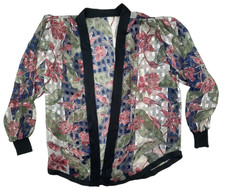 Unbranded Multicolor Open Front Floral Kimono Top Size LARGE