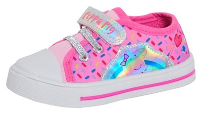 Kinder Peppa Pig Canvas Pumps Mädchen Easy Touch Verschluss Turnschuhe Schuhe 