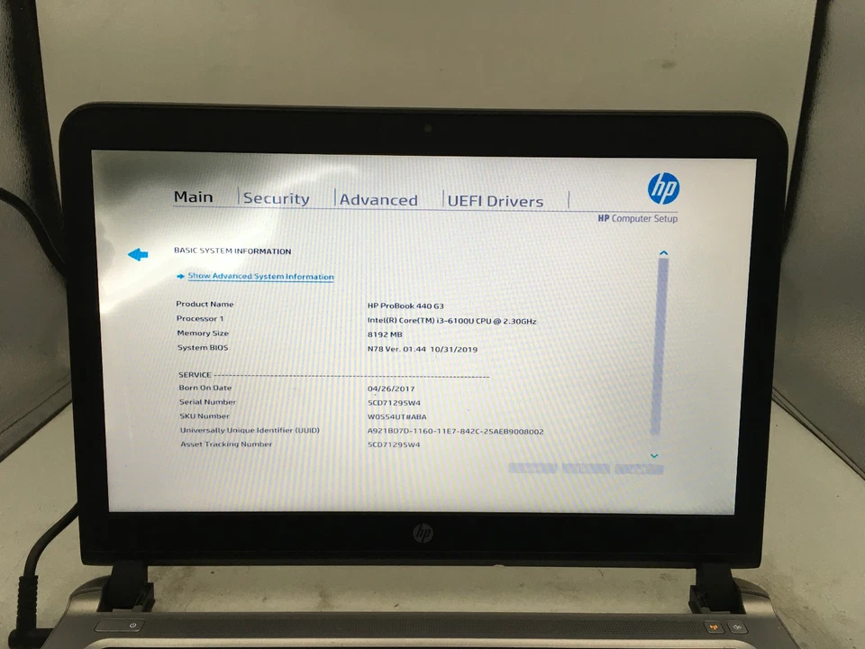 HP PROBOOK 440 G3 - BOOTS TO BIOS - INTEL I3 6TH GEN - 8GB RAM - READ DESC - BB - Image 2 of 4