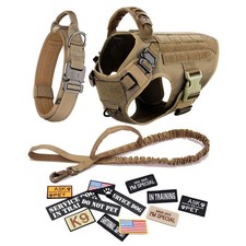 Tactical Training Dog Vest Dog Collar and Dog Leash Set with 12 patches