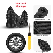 100Pcs Tire Repair Rubber Nails Tyre Puncture Repair Screws Kit & Screwdriver