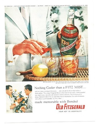 1958 Old Fitzgerald Bourbon Vintage Ad Fitz Mist Cocktail Recipe Bar Decor