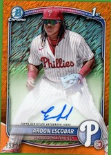 2025 Bowman Chrome CPA-AE Aroon Escobar Prospects Orange Rookie /25 VG Auto