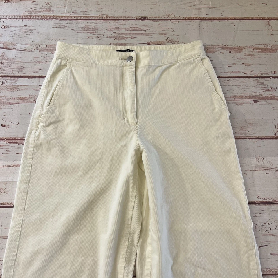 "Pantalón Eileen Fisher crema algodón orgánico elástico pana pierna ancha XS entrepierna 25""" Foto 4 de 4