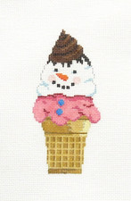 Susan Roberts Snowman Ice Cream Cone Handpain...