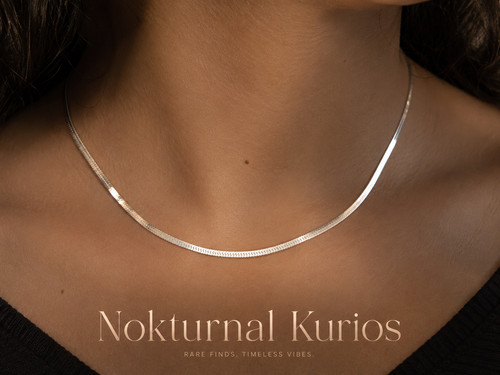 925 sterling silver herringbone chain necklace 18"